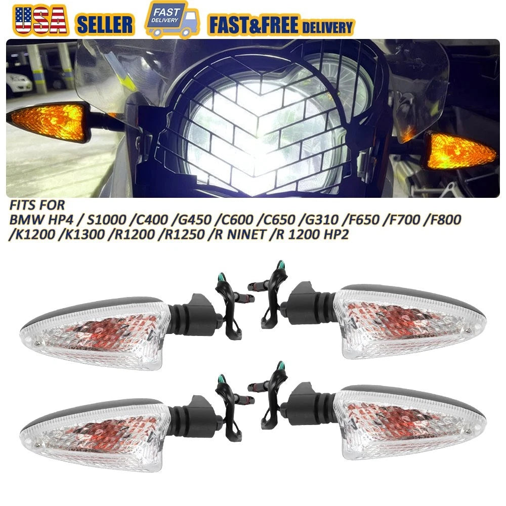 Set of 2 Front & Rear Turn Signal Indicator Lights for BMW G310GS G650GS S1000RR R1200G