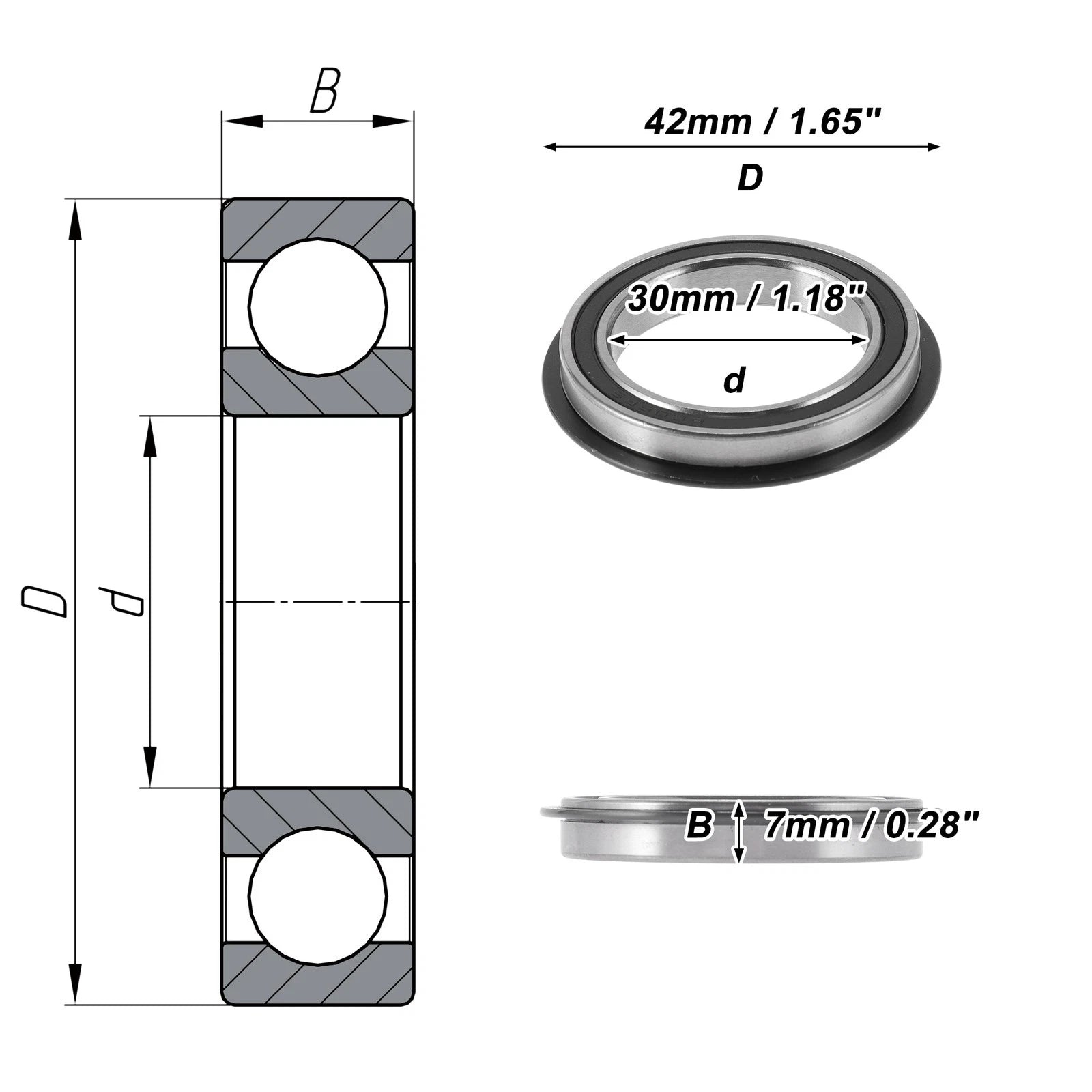 Deep Groove Ball Bearings 30x42x7mm for Various Models (6806NR2RS)