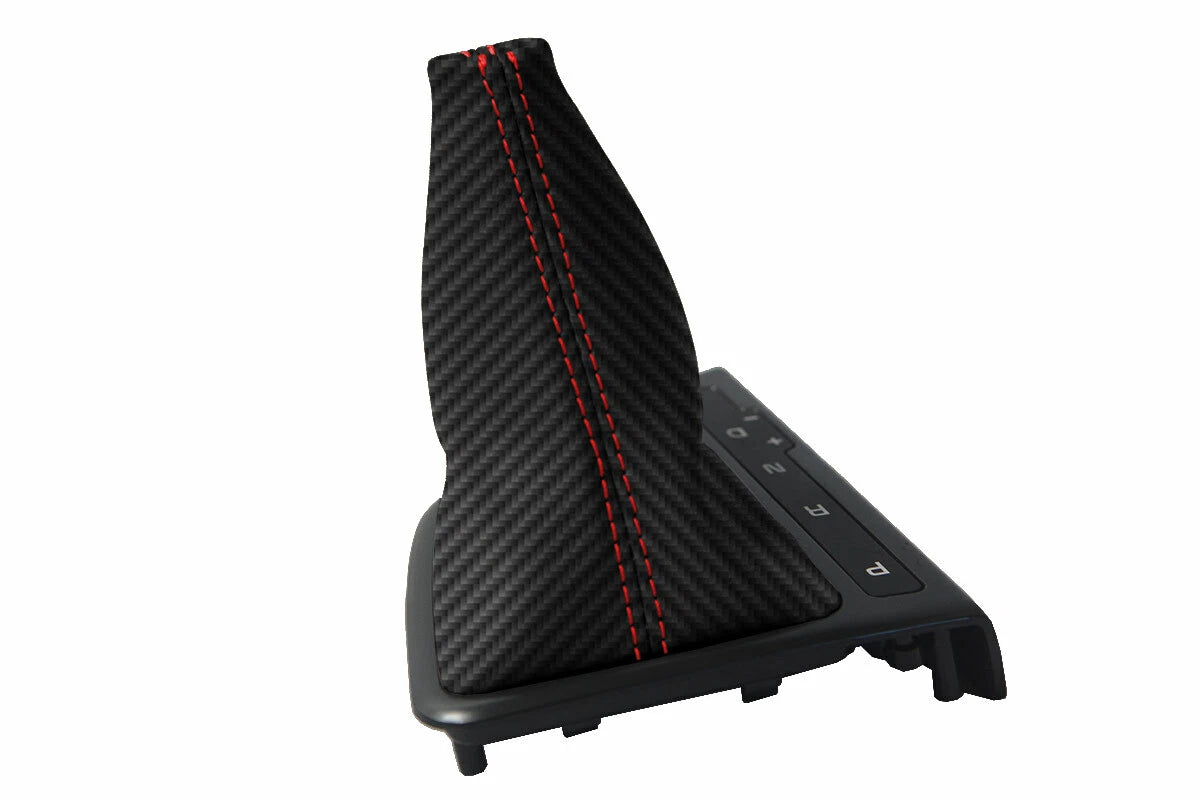 Automatic Shift Boot Cover for Kia Optima (2011–2015) Carbon Fiber Red Stitch