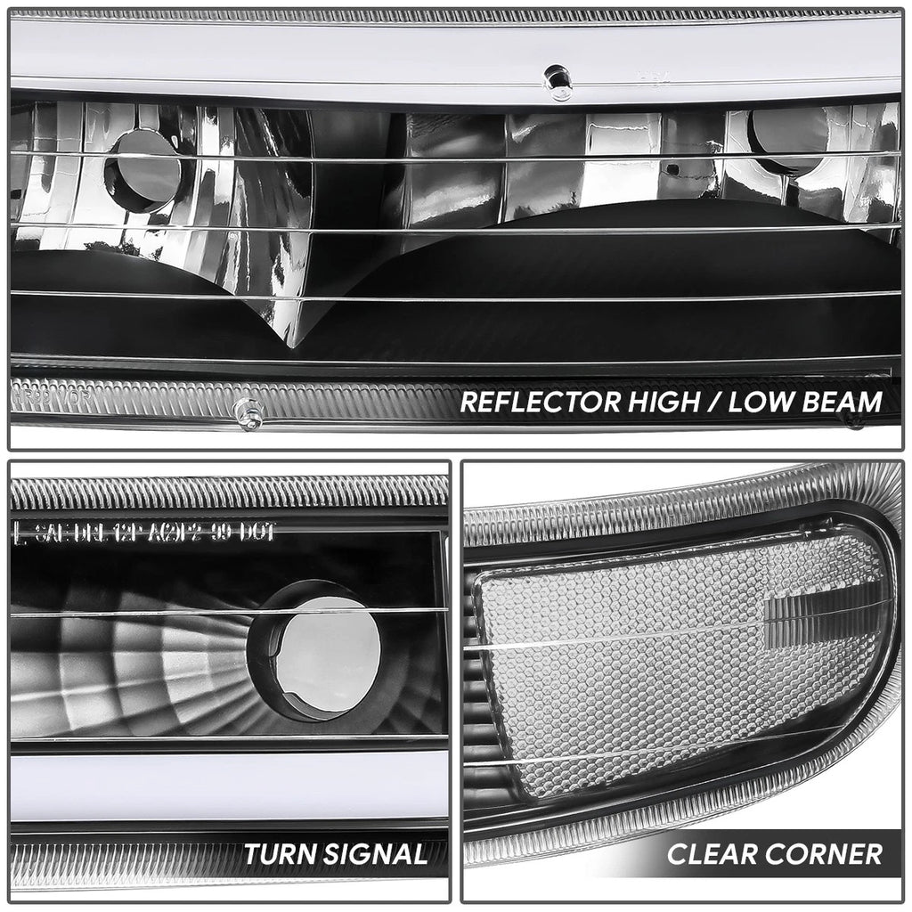 C-Shape LED DRL Headlights + Bumper Lamp for Silverado Suburban Tahoe (1999–2006)