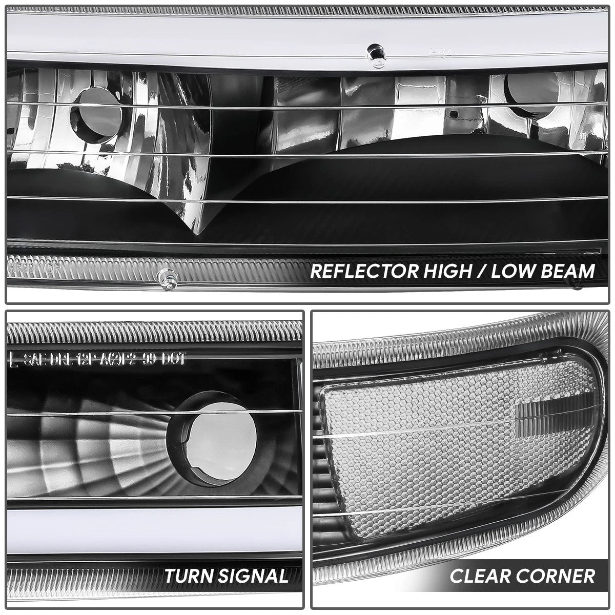 C-Shape LED DRL Headlights + Bumper Lamp for Silverado Suburban Tahoe (1999–2006)