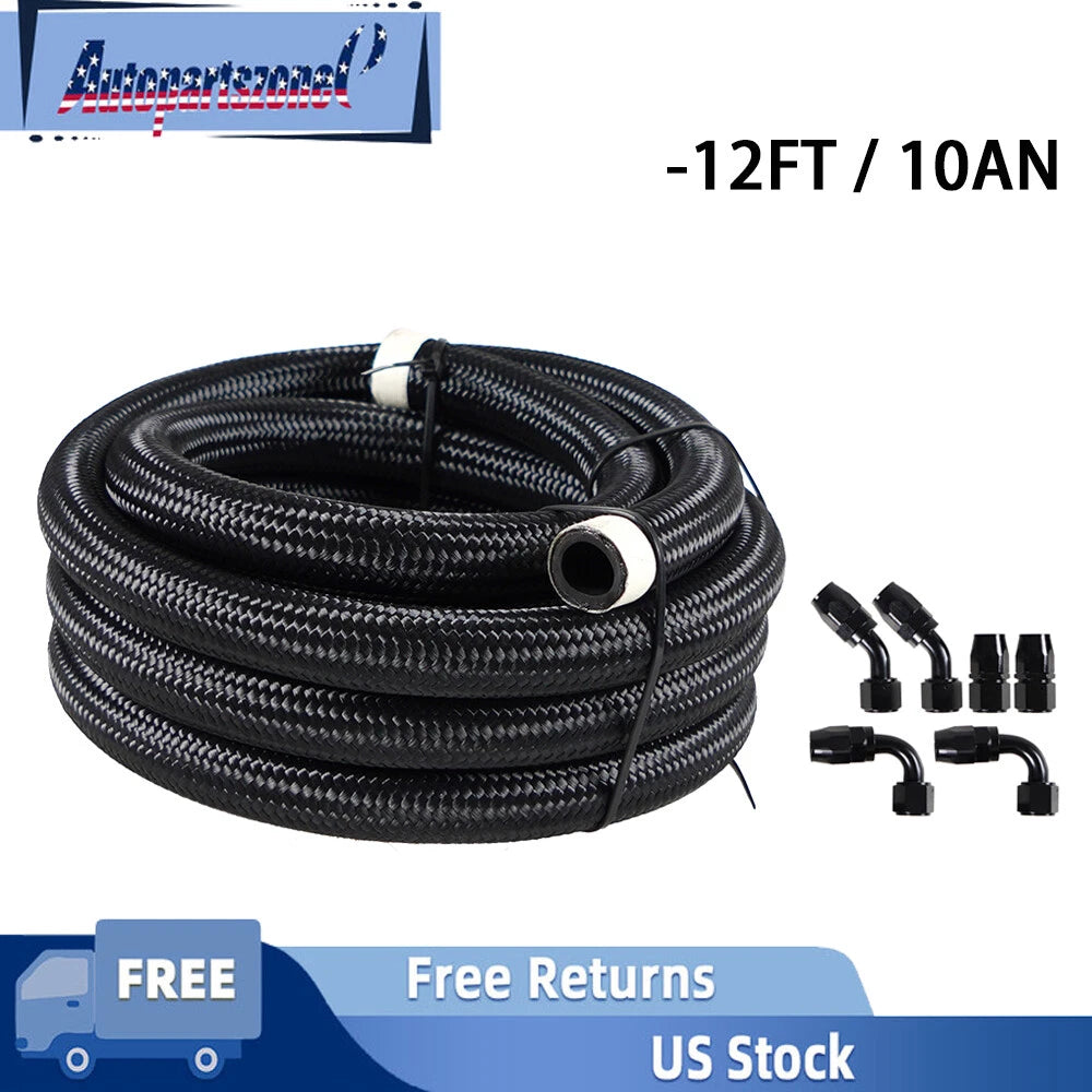 10AN Braided Gas/Oil/Fuel Hose Line 12FT + Hose End Fitting Separator Kit