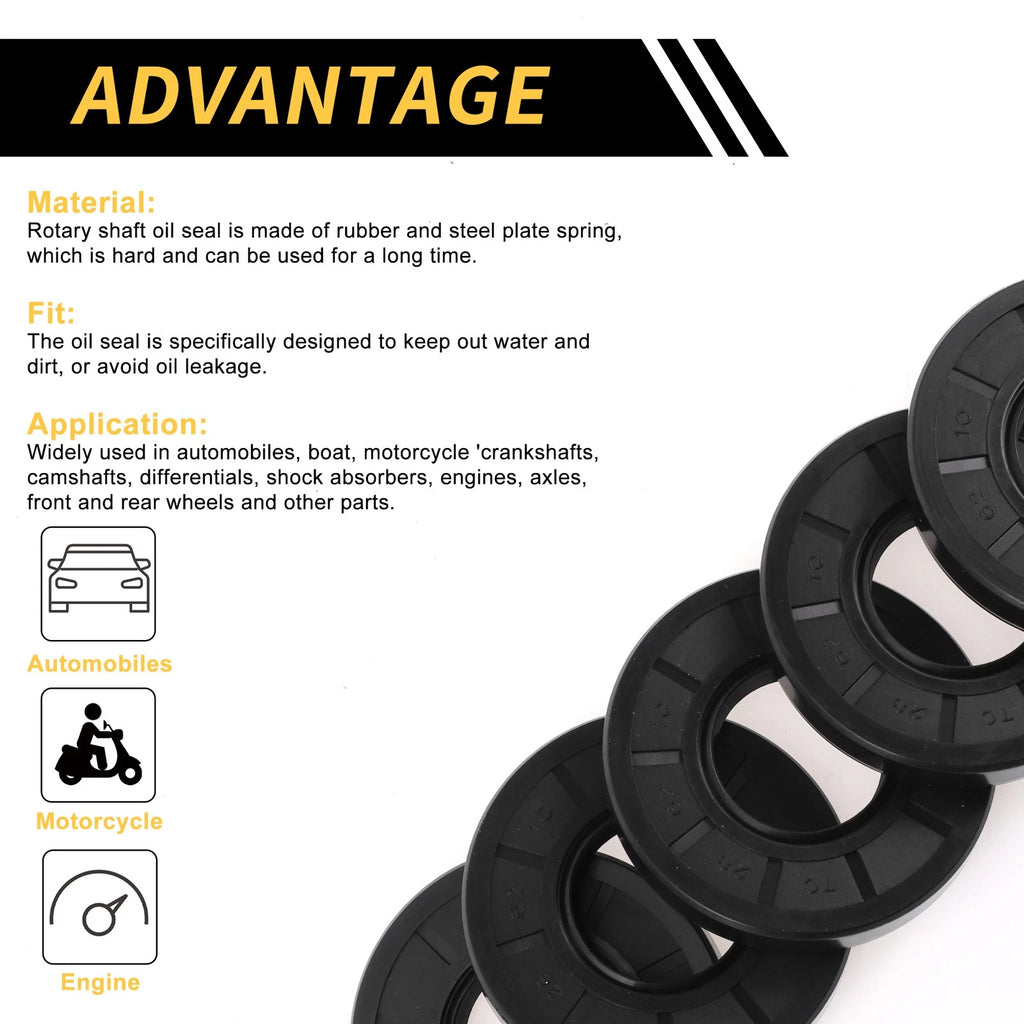Set of 5 Oil Seal Rotary Shaft Seal NBR Rubber 28x62x10mm