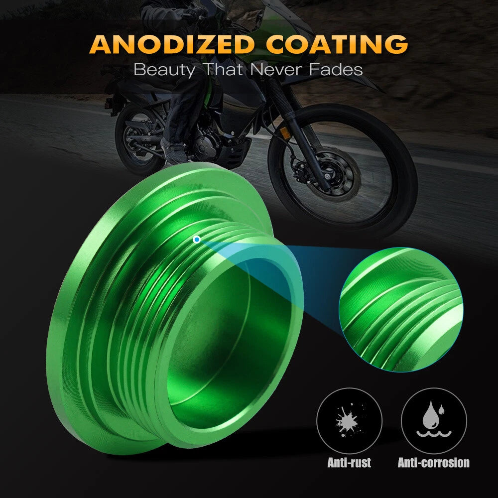 Aluminum Engine Cover Caps for Kawasaki KLR650 (1987–2024) - Green