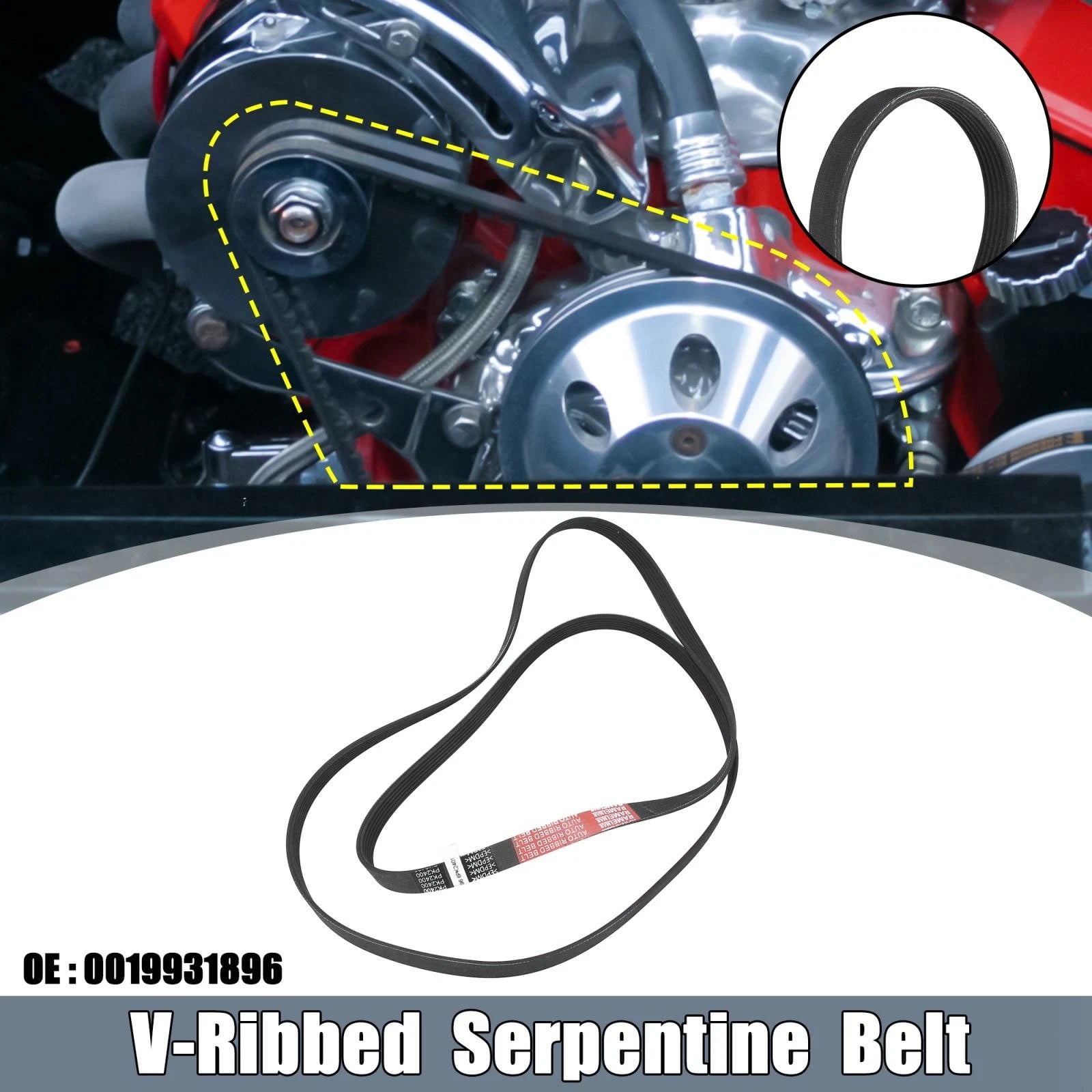 Rubber V-Ribbed Serpentine Belt 6PK2401 0019931896 for Mercedes-Benz C230 (2006–2007)