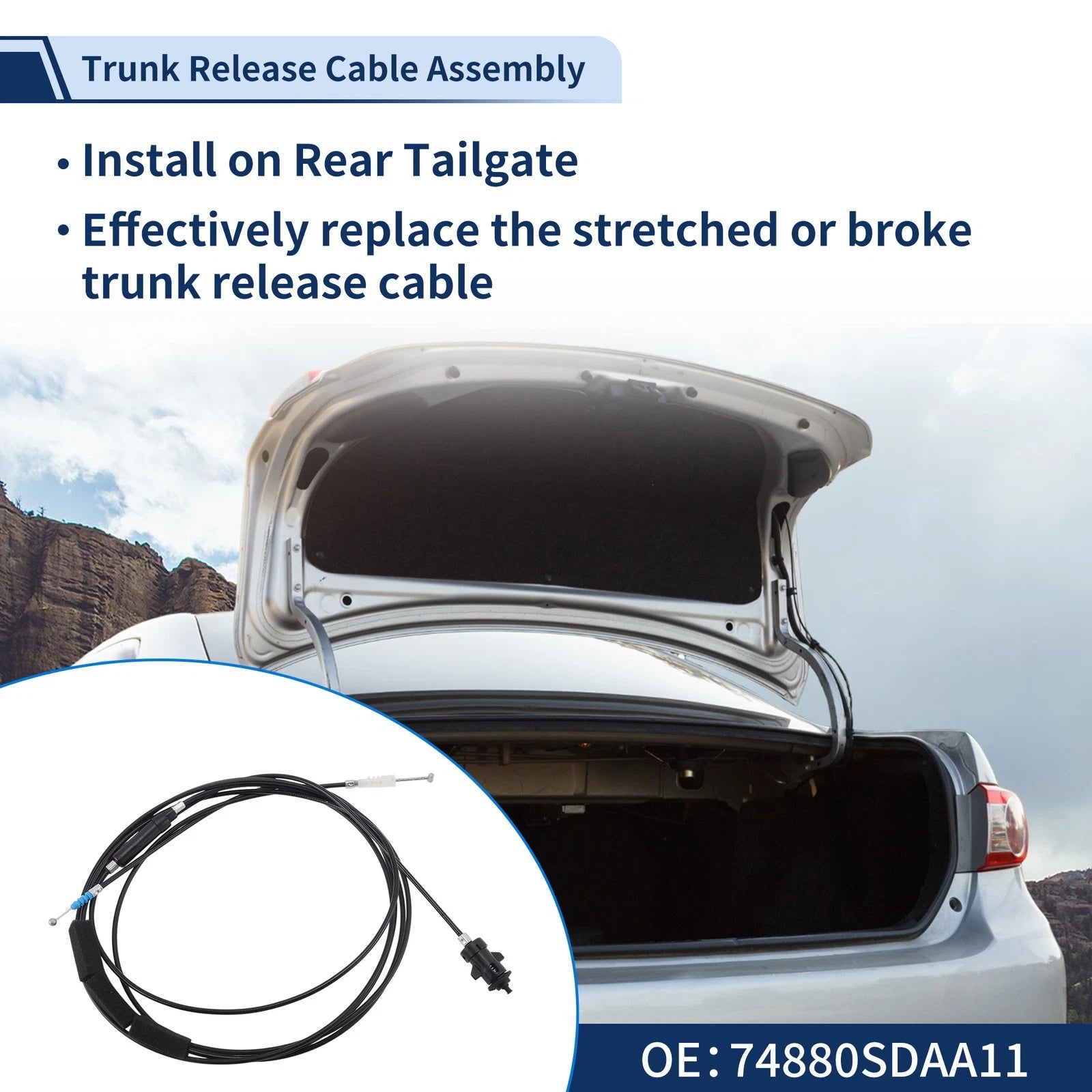 Trunk Lid Release Cable for Honda Accord (2006–2007) No. 74880SDAA11