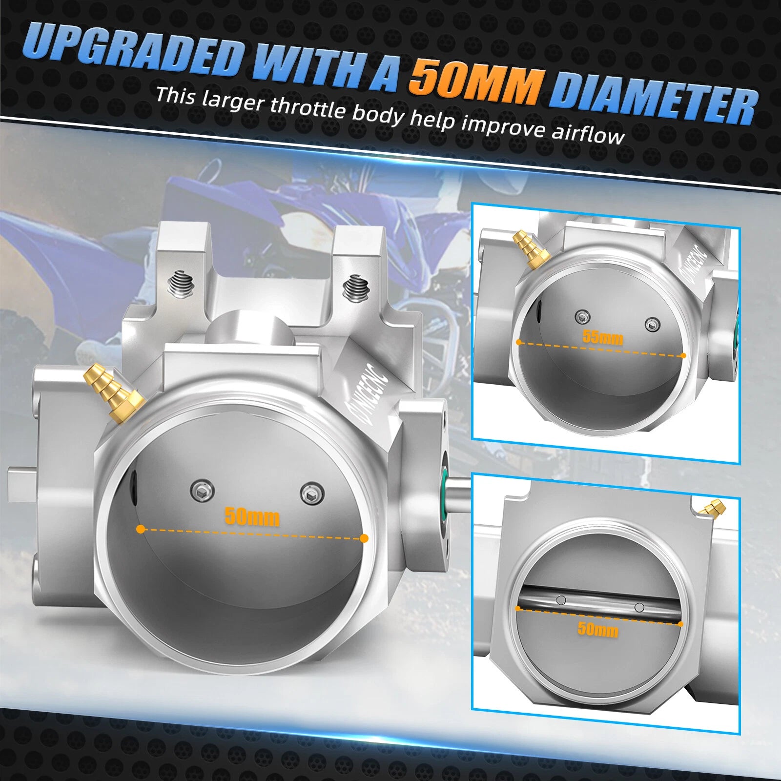50MM Throttle Body Kit #1S3-13750-11-00 for Yamaha Raptor 700 (2006–2023)