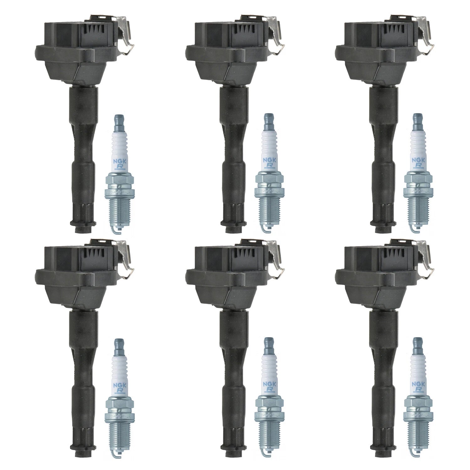 Set of 6 Ignition Coils & NGK V-Power Spark Plugs for Audi A4 A6, BMW 320i 530i, Volvo S80