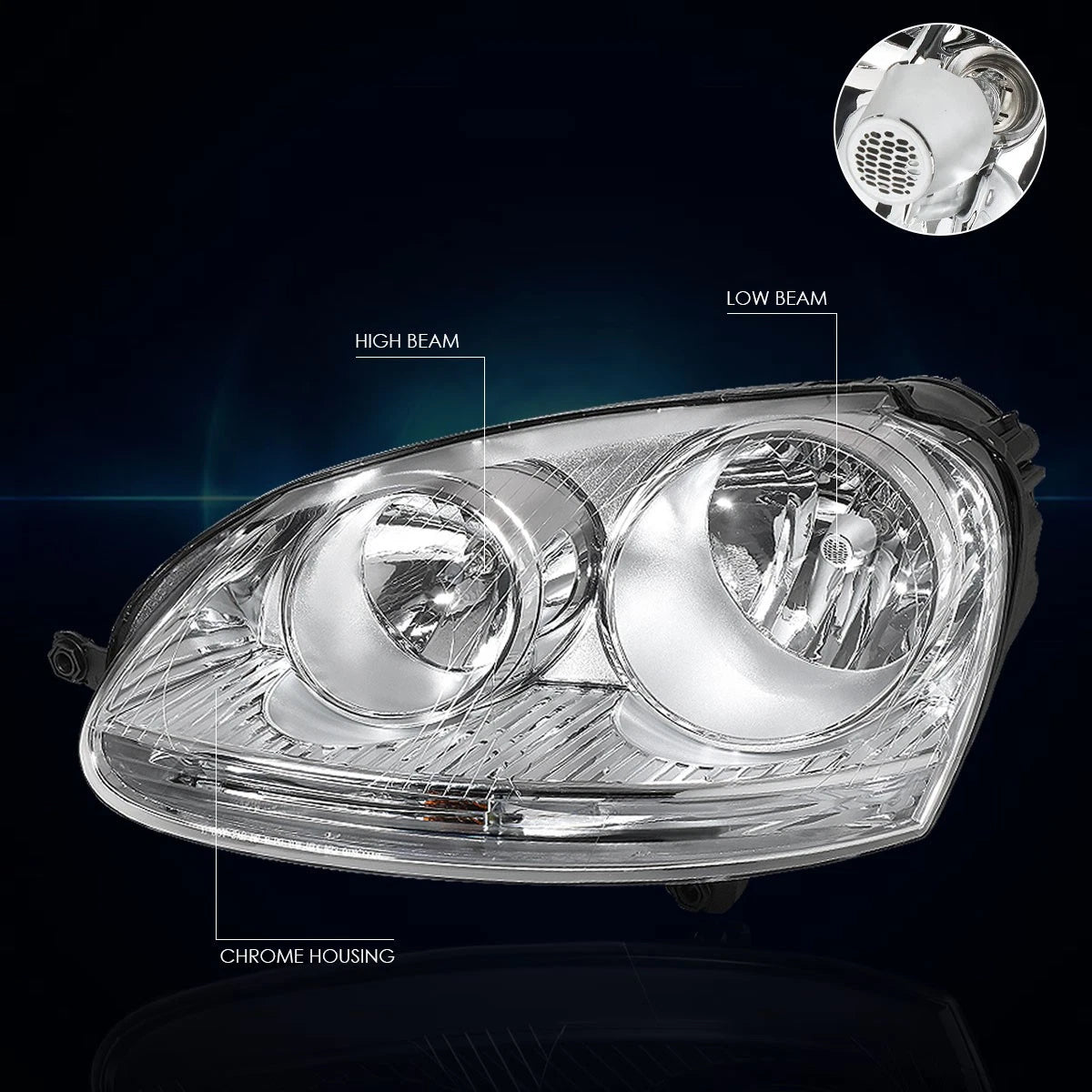 Chrome Housing Clear Corner Headlight Replacement for Volkswagen Jetta MK5 (2005–2010)