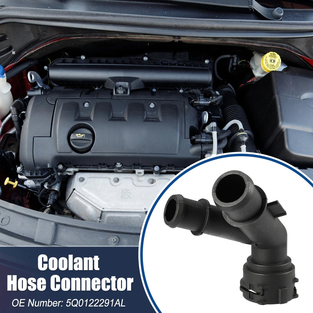 2X Radiator Coolant Pipe Hose Flange 5Q0122291AL for Volkswagen Golf (2015–2021)