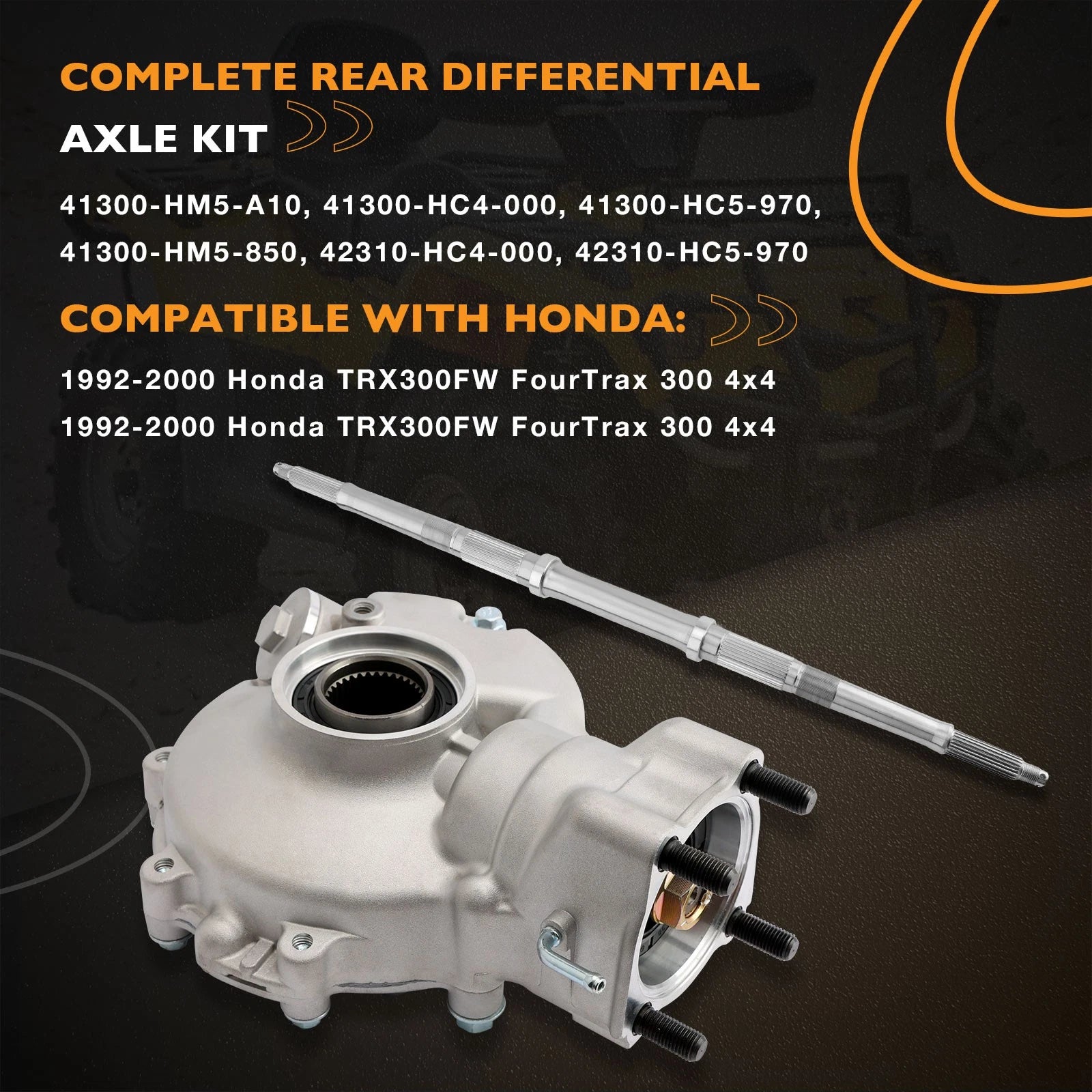 Complete Rear Differential & Axle Shaft for Honda TRX300 Fourtrax 300 (1992–2000)