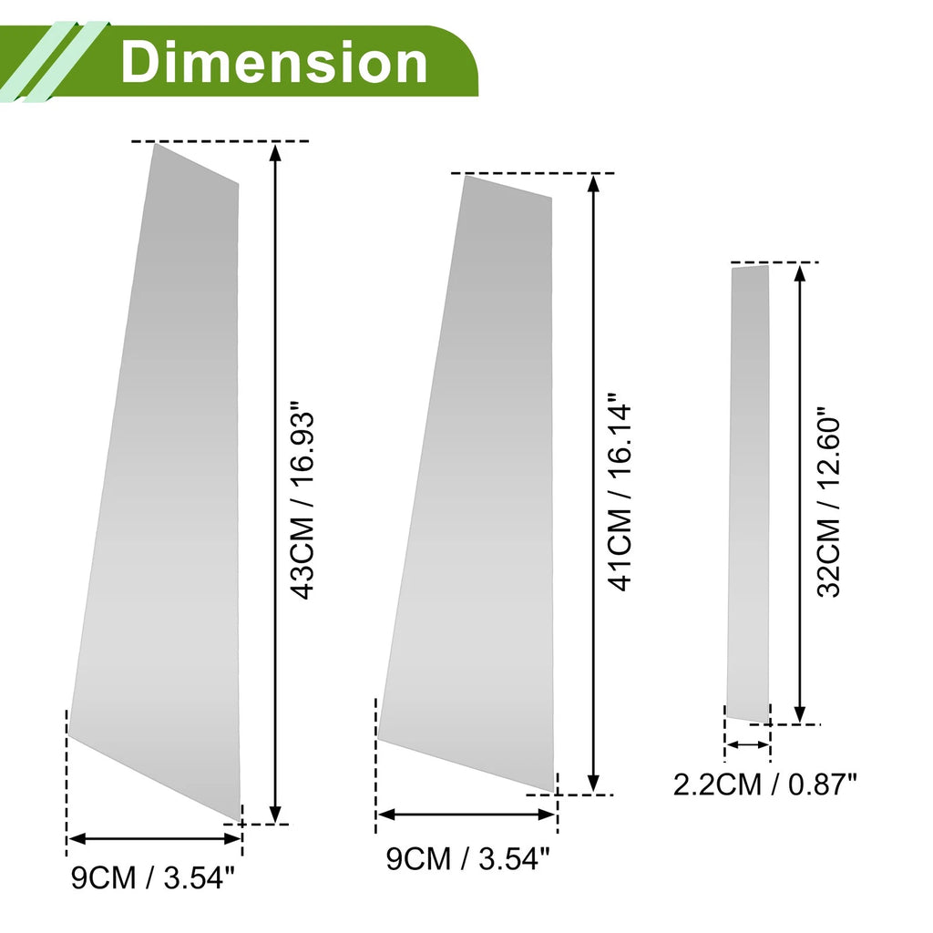 Set of 6 Door Pillar Window Trim for BMW 3-Series (2019–2022) Silver Tone