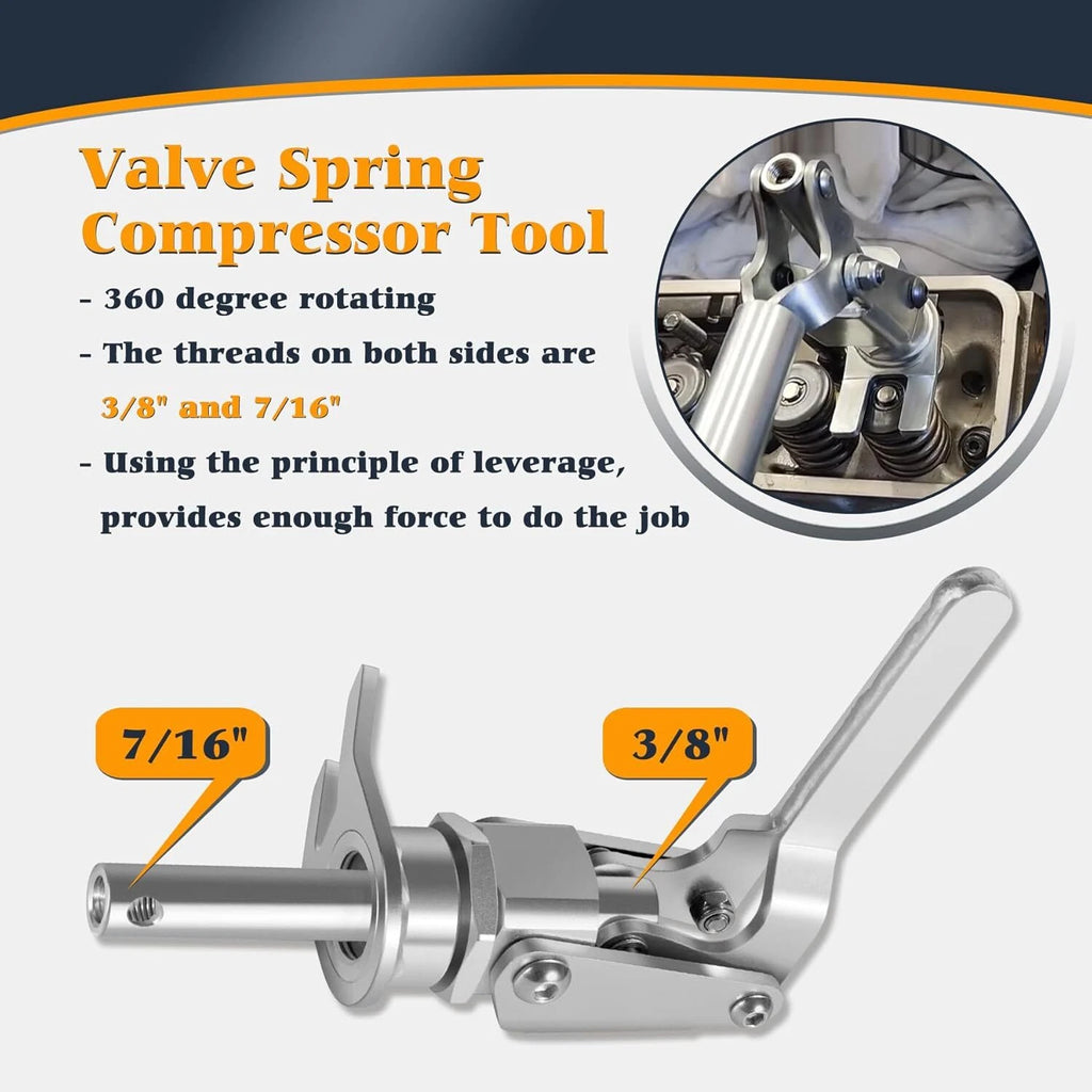 Stud Mount Valve Spring Compressor Tool for 3/8" & 7/16" Rocker Studs