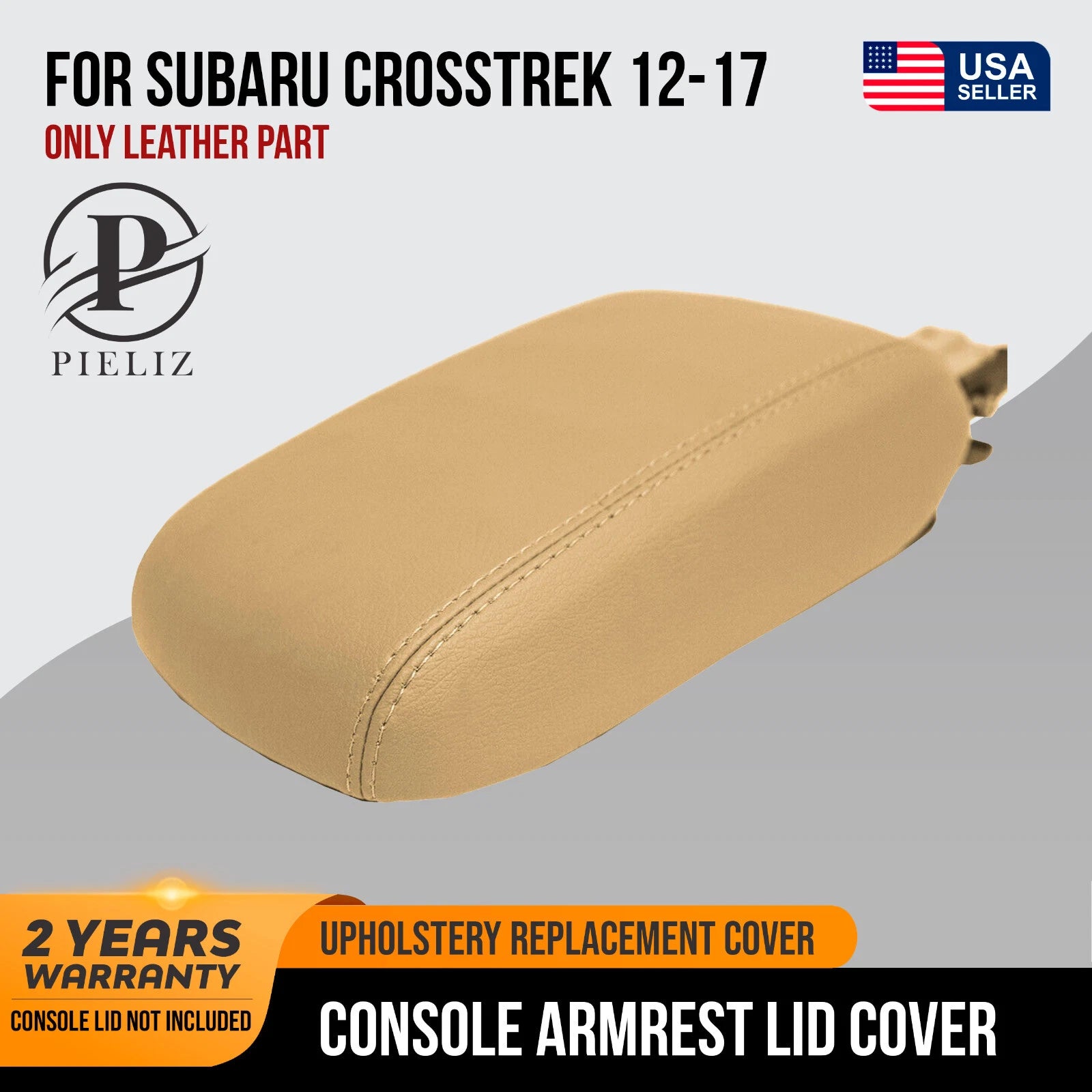 Leather Console Lid Armrest Cover for Subaru Crosstrek (2012–2017) Beige