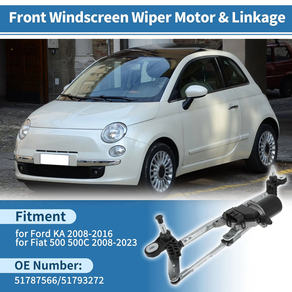 Front Windscreen Wiper Motor with Linkage for Ford KA (2008–2016) No.51787566