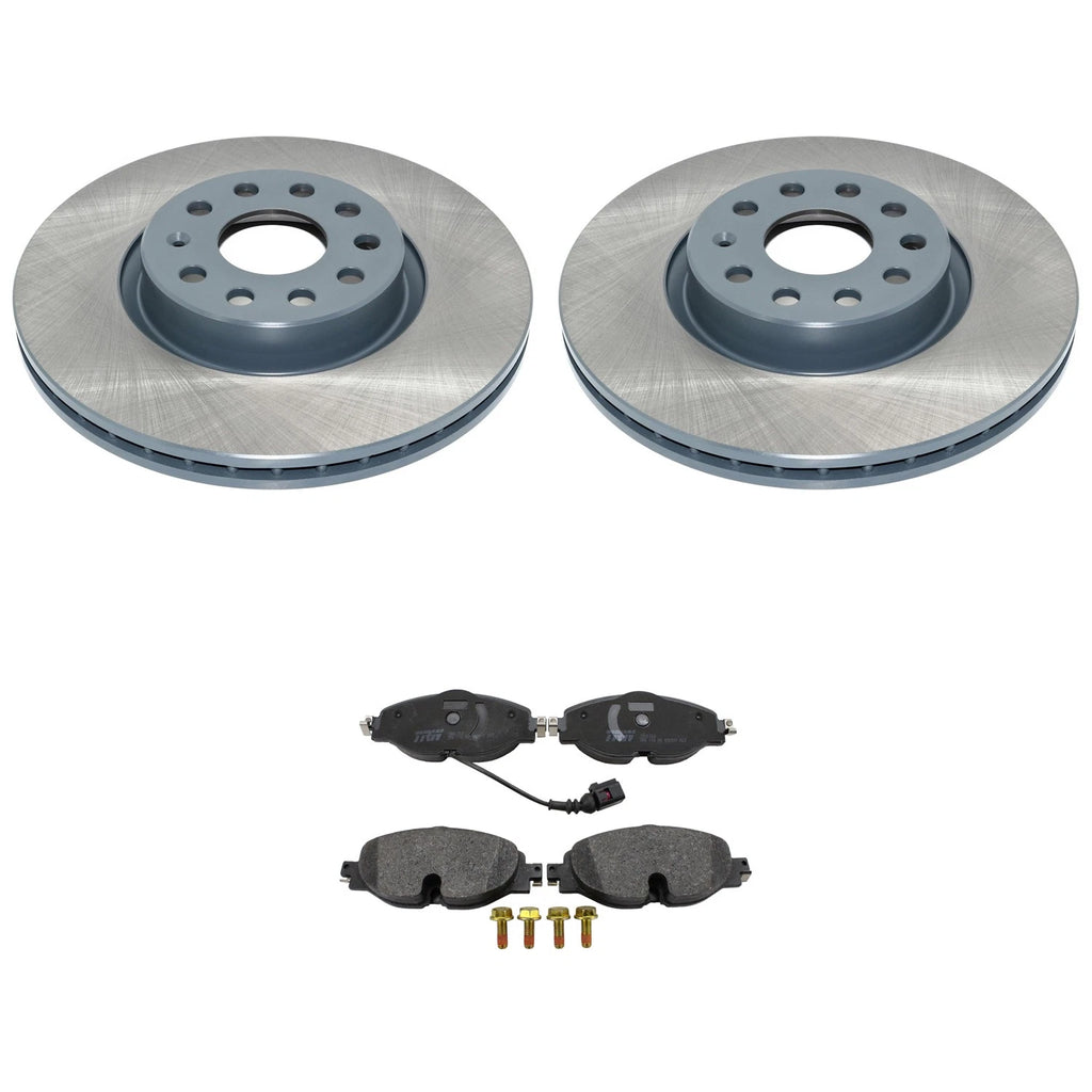 DuraGo Front Rotors & TRW Pro Brake Pads Kit for Audi A3, VW Golf, Alltrack, GTI (2015–2020)