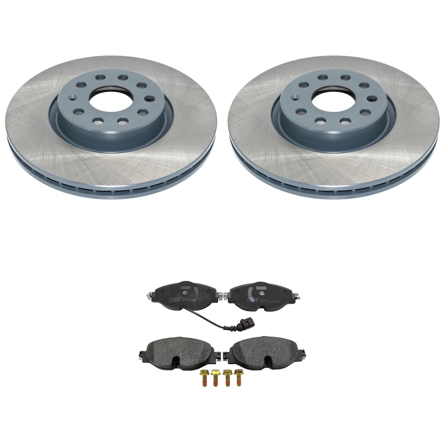 DuraGo Front Rotors & TRW Pro Brake Pads Kit for Audi A3, VW Golf, Alltrack, GTI (2015–2020)
