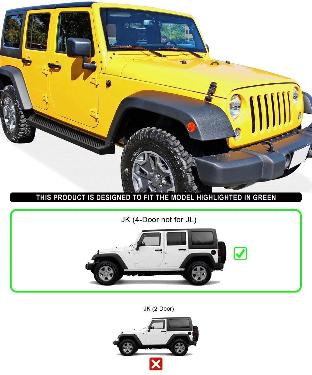 iBoard Black Running Boards for Jeep Wrangler JK (2007-2018)