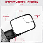 Pair Black Flip Up Manual Tow Mirrors for Dodge Ram 1500 2002–2008, 2500 3500 2003–2009