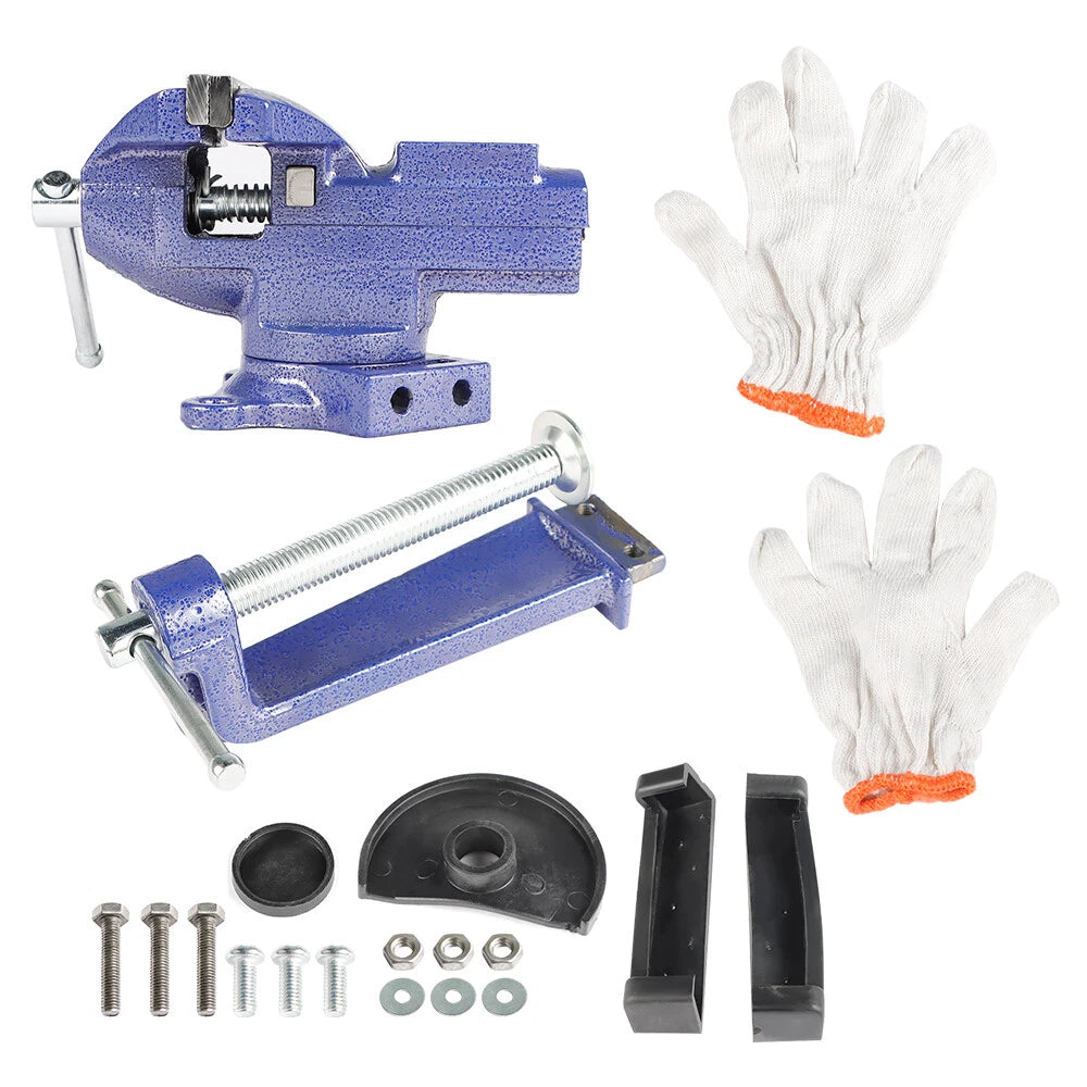 2-In-1 Bench Vise for Workbench (Multi-Functional, 360° Swivel Base)