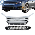 Set of 4 Upper Bumper Grilles for Ford Fusion Sport (2010–2012) with Chrome Ring