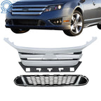 Set of 4 Upper Bumper Grilles for Ford Fusion Sport (2010–2012) with Chrome Ring