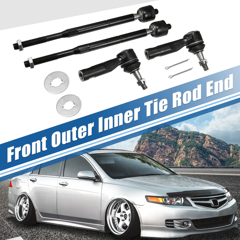 Set of 4 Front Inner Outer Tie Rod Ends ES800030 EV80445 for Chevrolet Pontiac