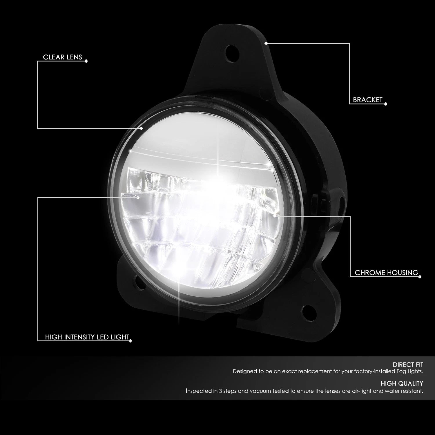 Chrome Housing Full LED Fog Light Lamp Assembly for Volvo VNR 300 400 640 (2018–2020)