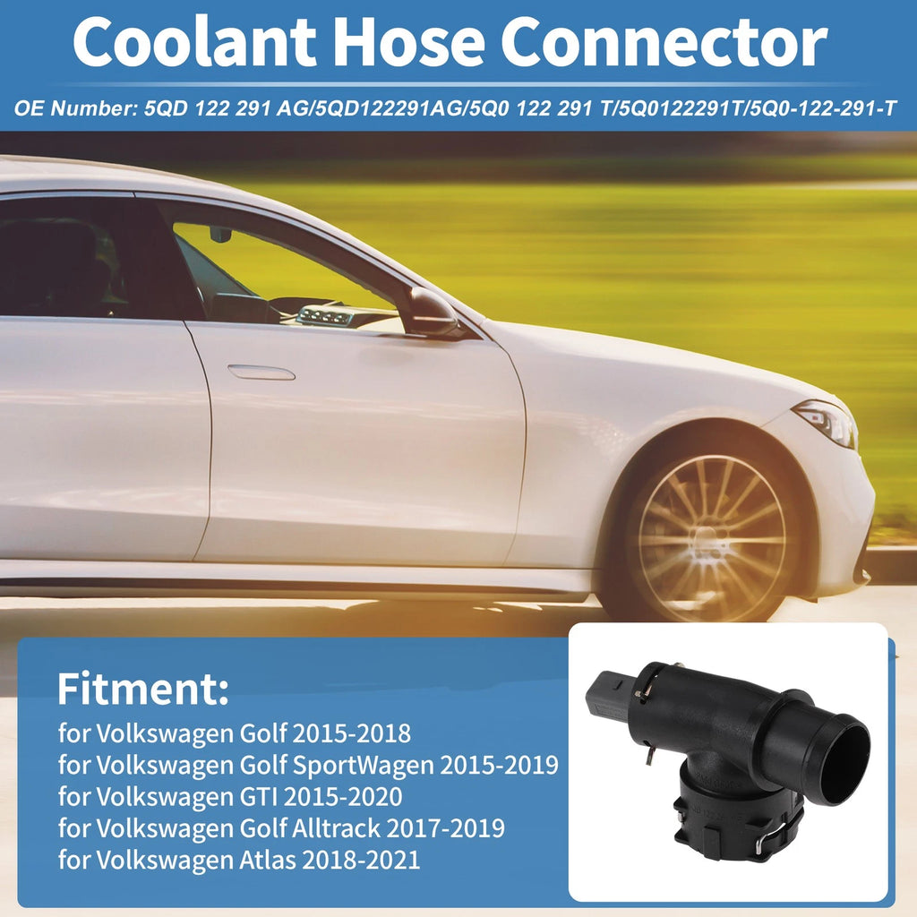 Engine Coolant Hose Connector for Volkswagen Golf (2015–2018) 5Q0 122 291 T