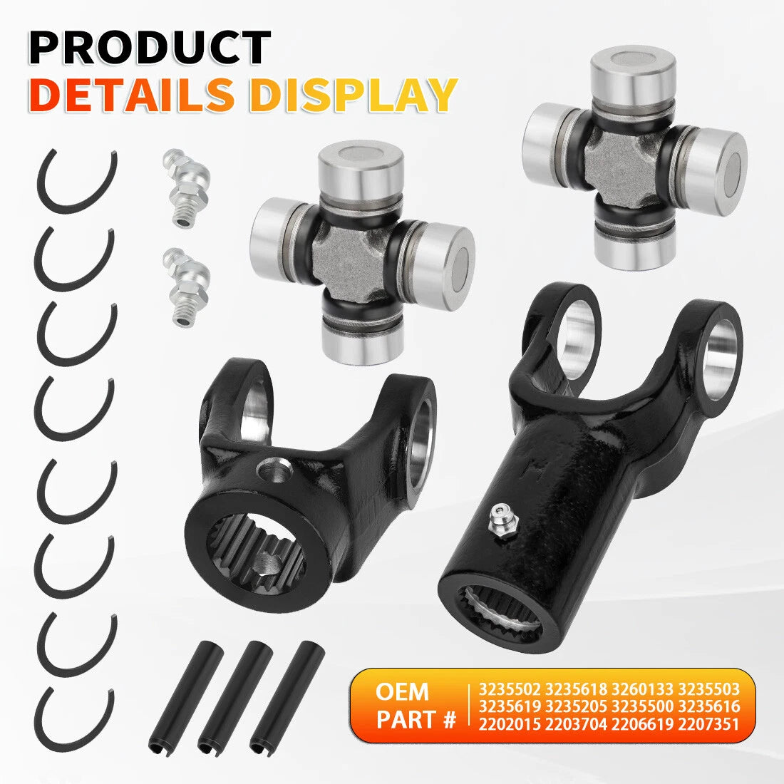 Front Prop Shaft Yoke & U-Joint Kit for Polaris Sportsman 500 550 570 600 700 (2000–2021)