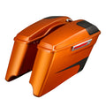 4" Stretched Hard Saddlebags for Harley Touring (2014–2023) Scorched Orange/Black Denim