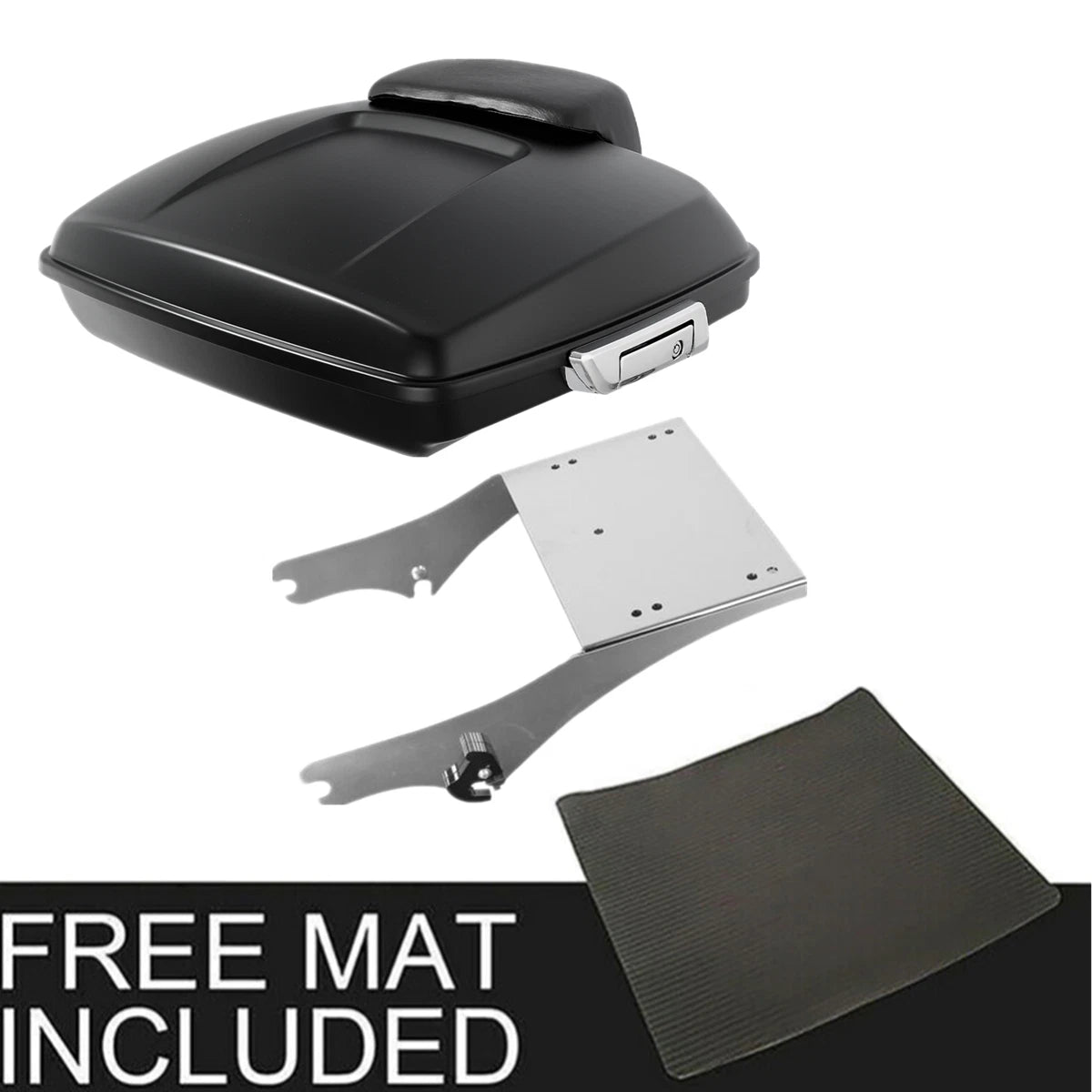 Matt Black Razor Trunk Backrest Pad Mount Rack for Harley Touring Glide (1997–2008)