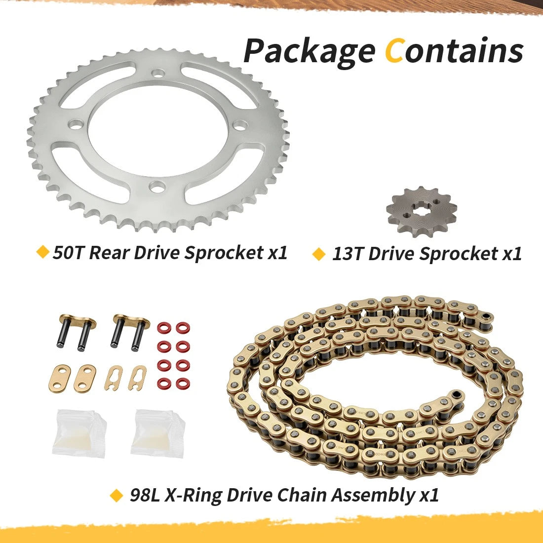 X-Ring Chain 98 Links & Drive Sprocket for Honda Sportrax 90 TRX90 (1993–2024)