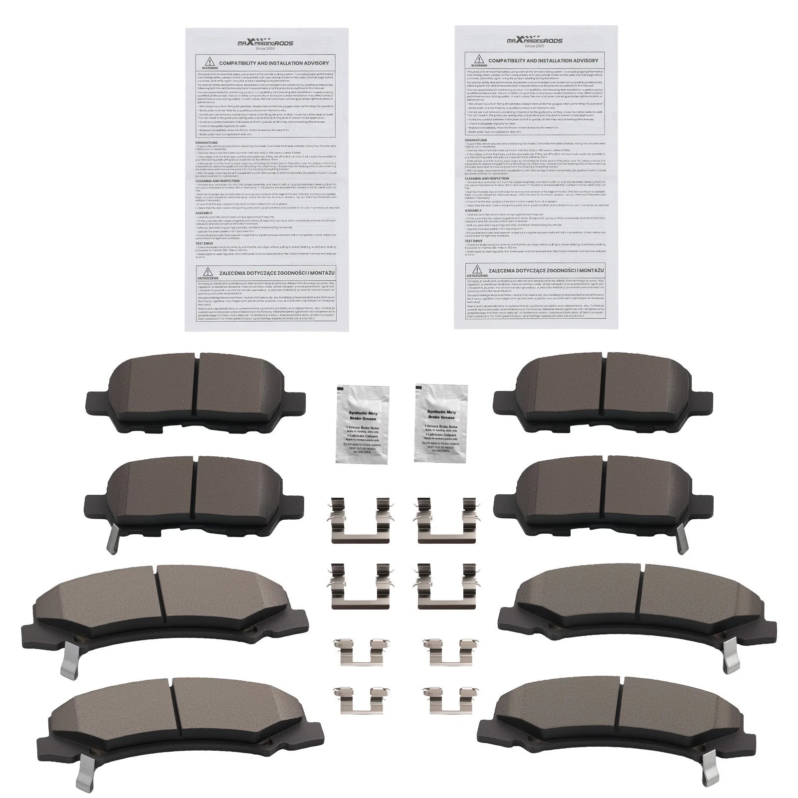 Front & Rear Ceramic Brake Pads Kit for Chevrolet Impala (2010–2013) D999