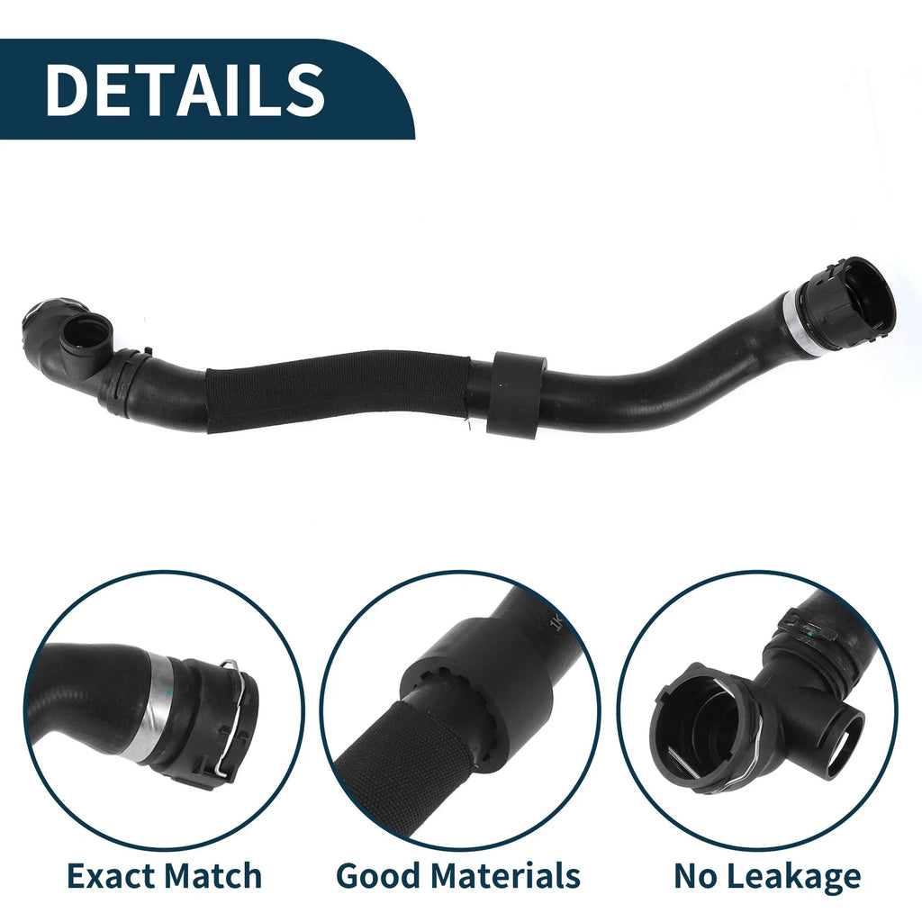 Radiator Hose for Volkswagen Eos 2.0L (2009–2016) Rubber Black