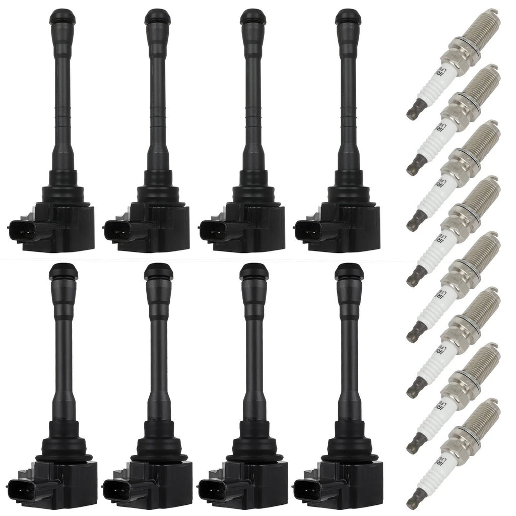 Set of 8 Ignition Coils & Spark Plugs for Nissan Titan NV2500 NV3500 (2017–2018)