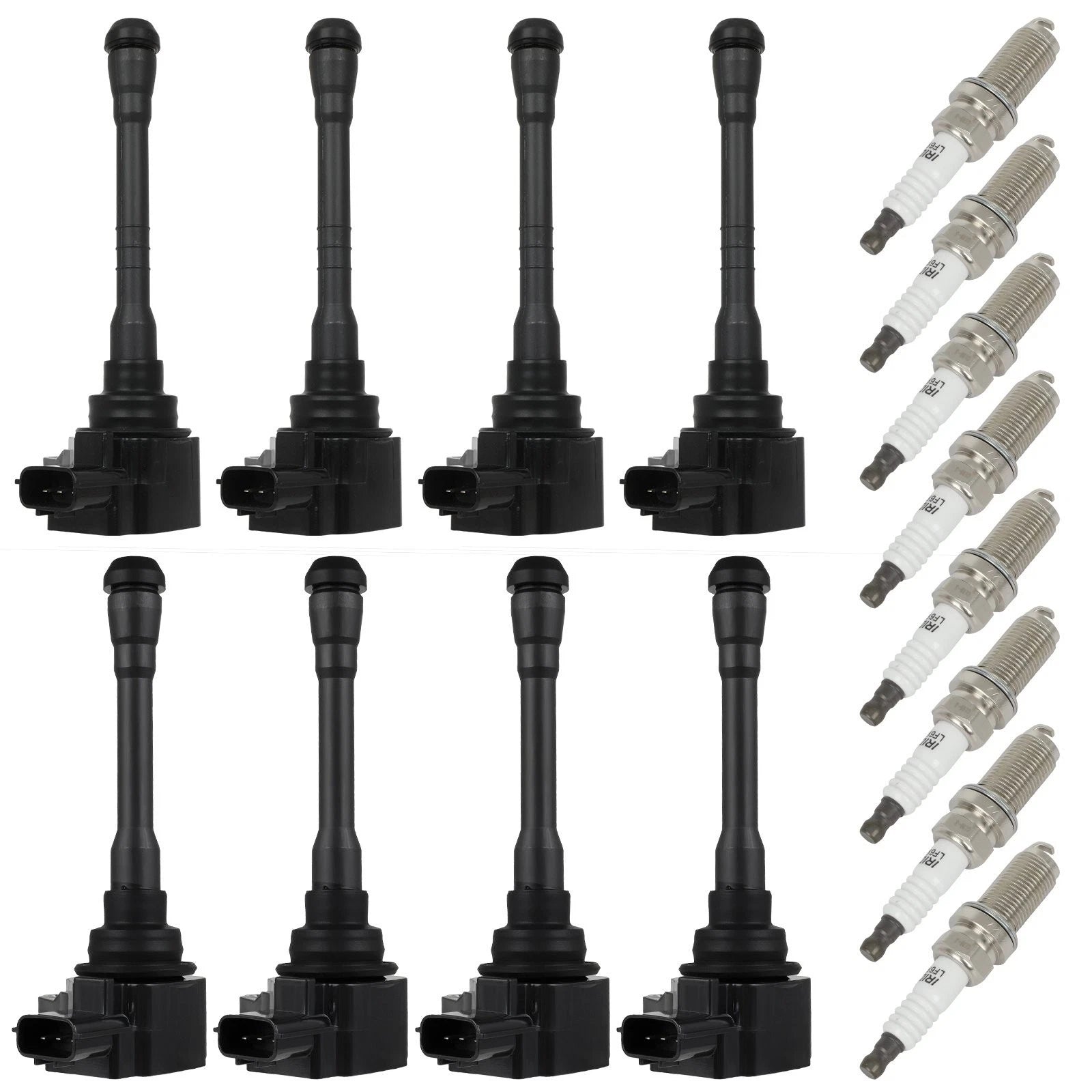 Set of 8 Ignition Coils & Spark Plugs for Nissan Titan NV2500 NV3500 (2017–2018)