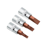 FD Slotted Screwdriver Bits Set of 3 for 1/4 Inch Drive Socket FD4 FD5.5 FD7