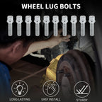 10 Pcs M14x1.5mm Ball Seat Wheel Lug Bolt 45mm Shank for Volkswagen Audi 