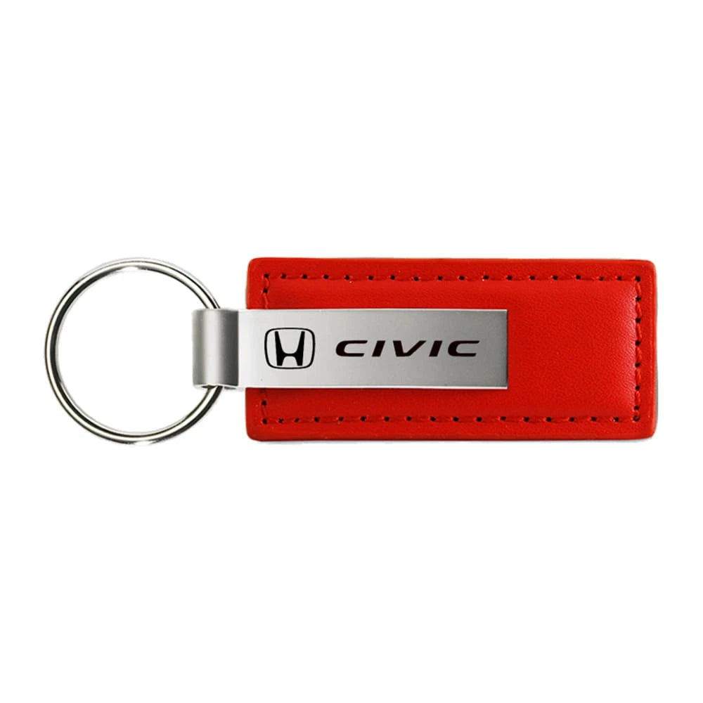 Red Leather Keychain KC1542.CIV - Officially Licensed for Honda Civic