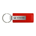Red Leather Keychain KC1542.CIV - Officially Licensed for Honda Civic