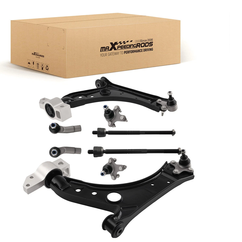 8pc Front Lower Control Arms, Ball Joints, Tie Rods for Audi A3 (2006–2013)