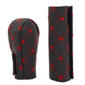 2 x Gear Shift And Handbrake Cover Set Red Wine Cloth for Manual Cars