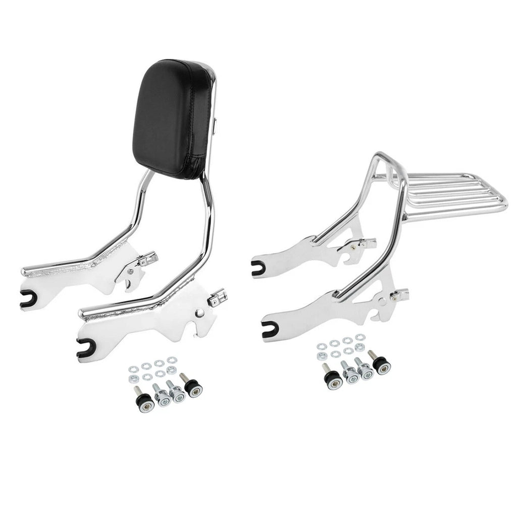Chrome Sissy Bar Backrest Luggage Rack Docking Kit for Harley Softail (2018–2025)