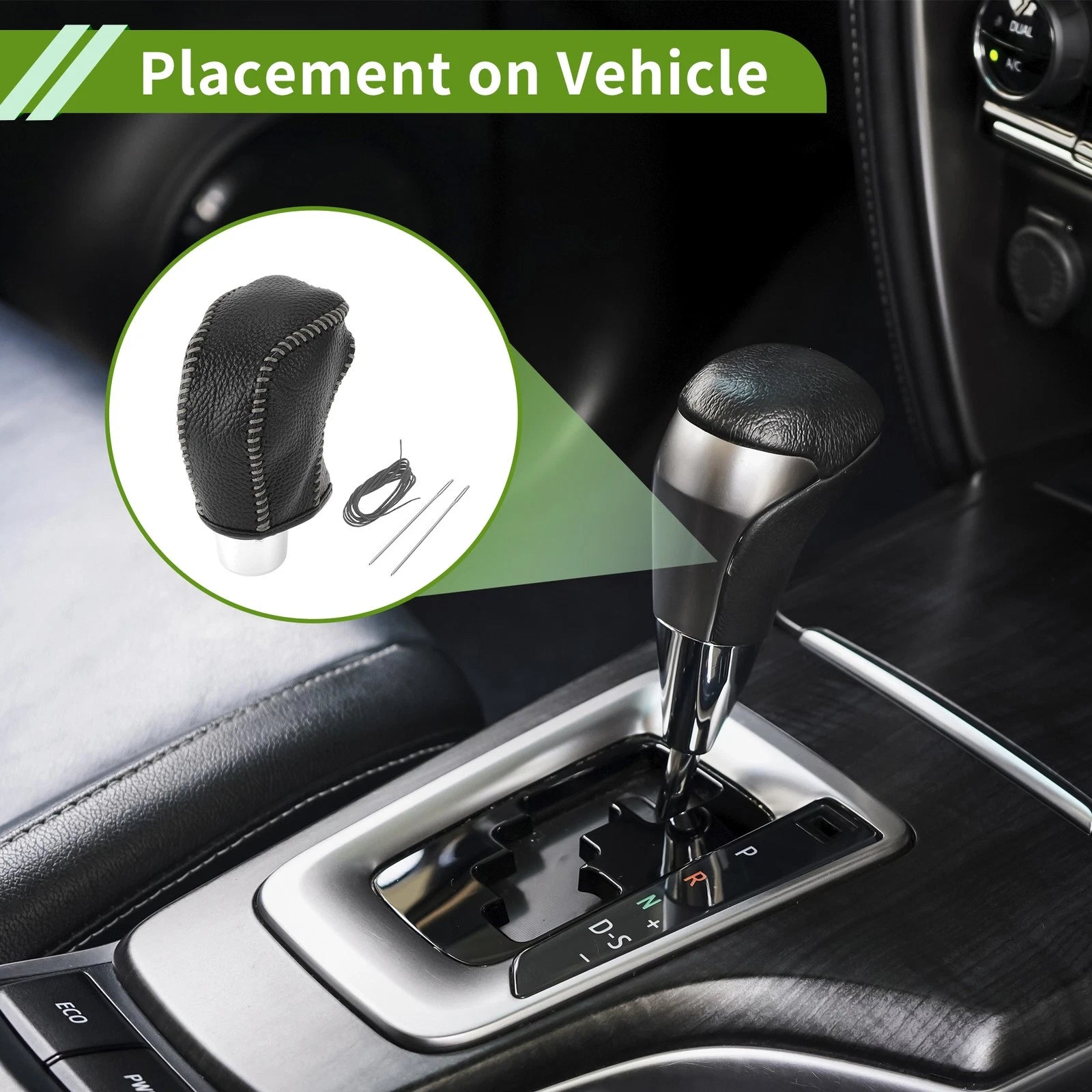 Set of 1 Gear Shift Knob Cover for Toyota Tacoma (2016–2022) Pebbled Black Grey