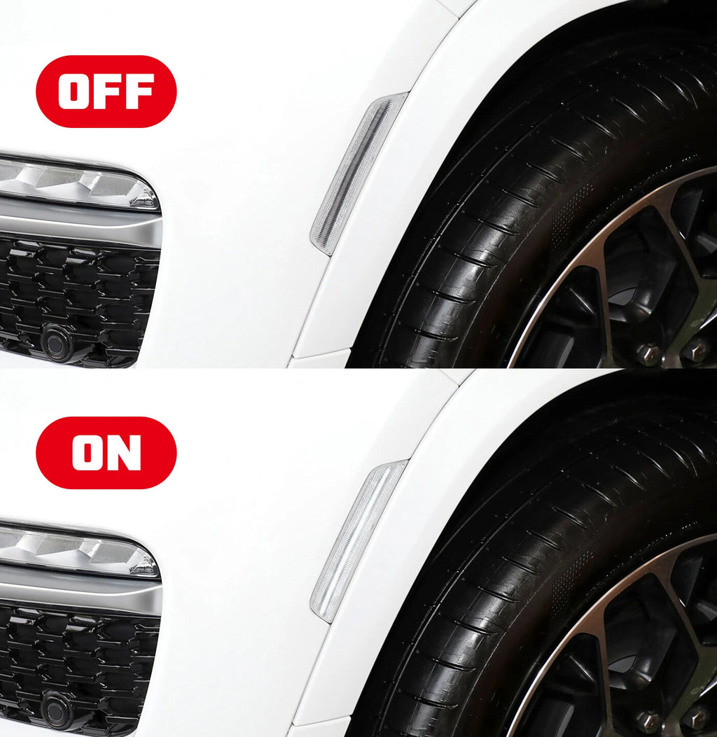 Clear Lens White LED Front Bumper Side Marker Lights for Dodge Durango (2021–2025)