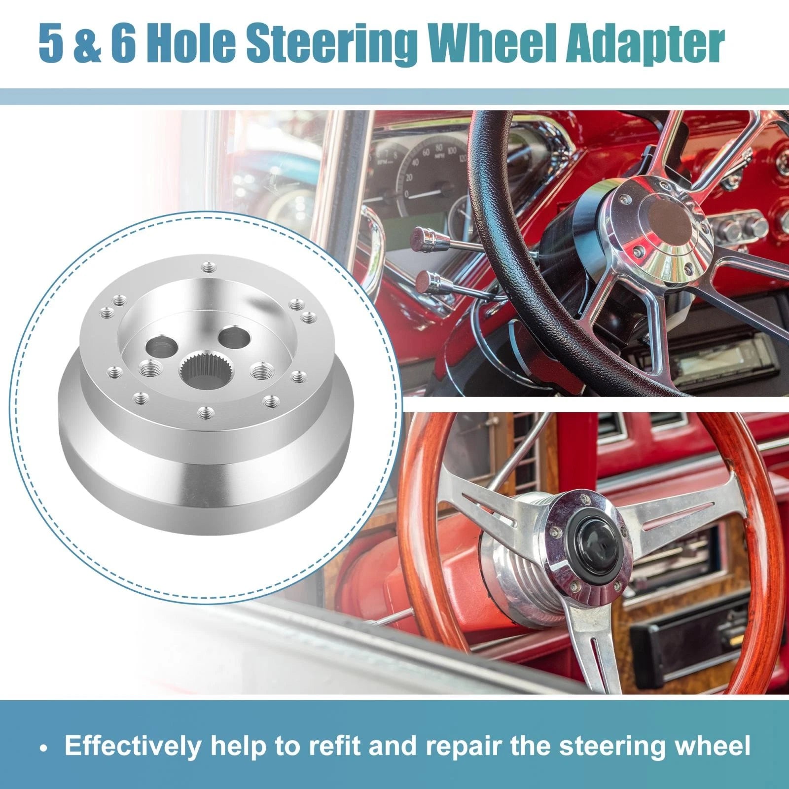 5 Hole Steering Wheel Short Hub Adapter for GM Chevy (T-Columns)
