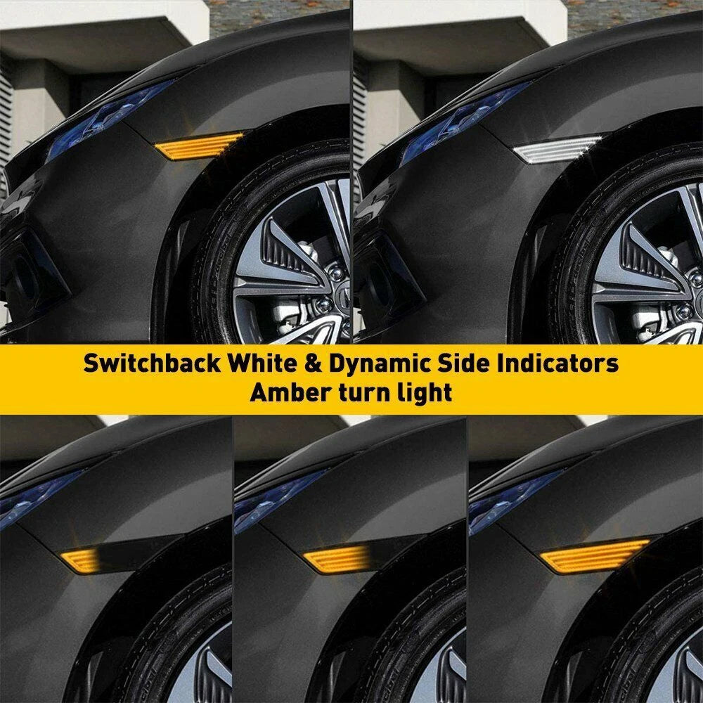 Switchback Sequential Turn Signal LED Side Marker Lights for Honda Civic (2016–2021)