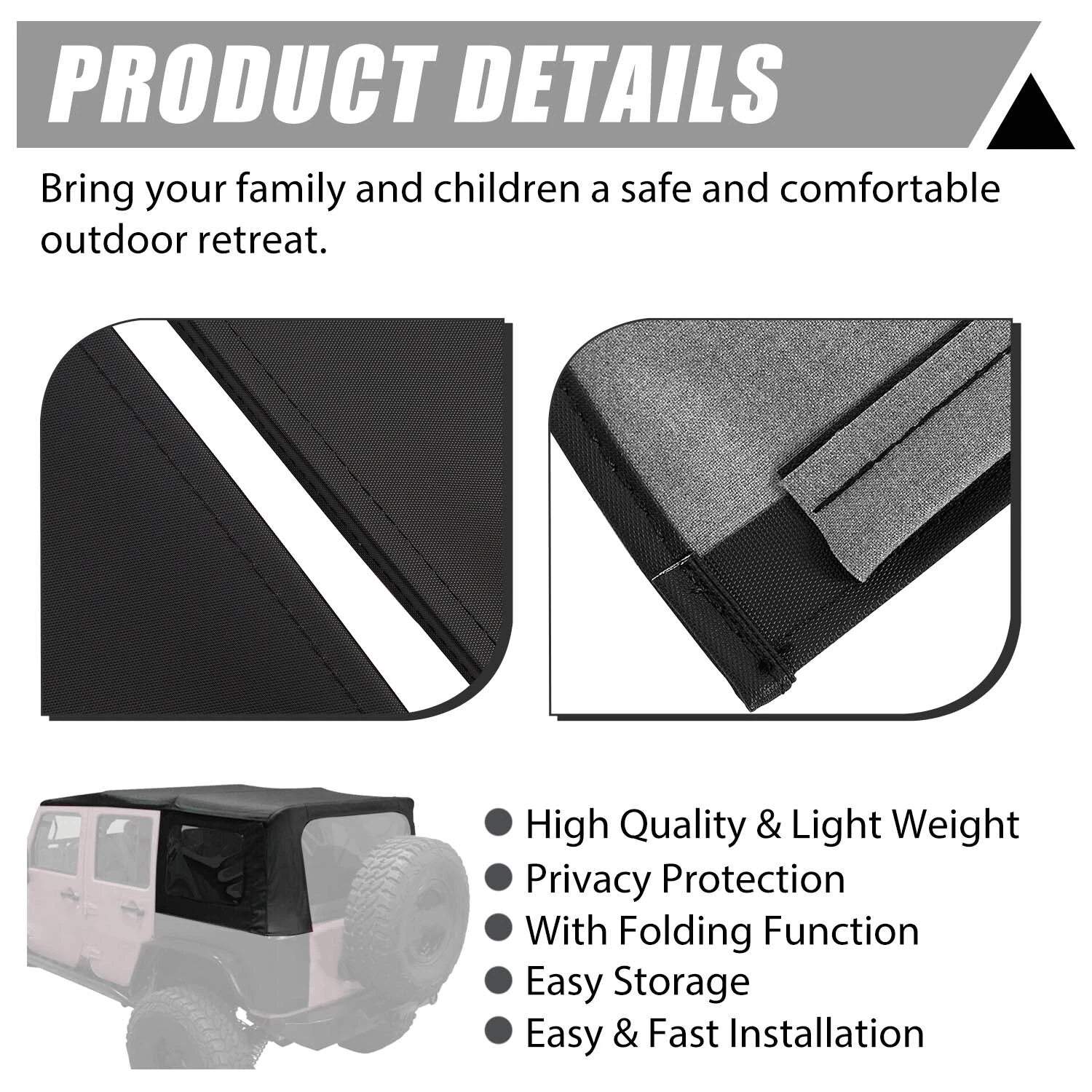 Soft Top with Tinted Windows for Jeep Wrangler JK Unlimited (2007-2009)