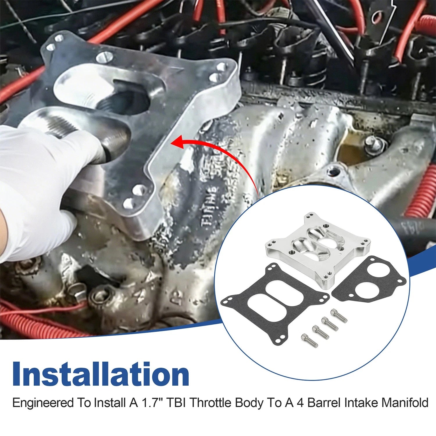 Carburetor to TBI Intake Manifold Adapter for Holley Edelbrock (1.7")